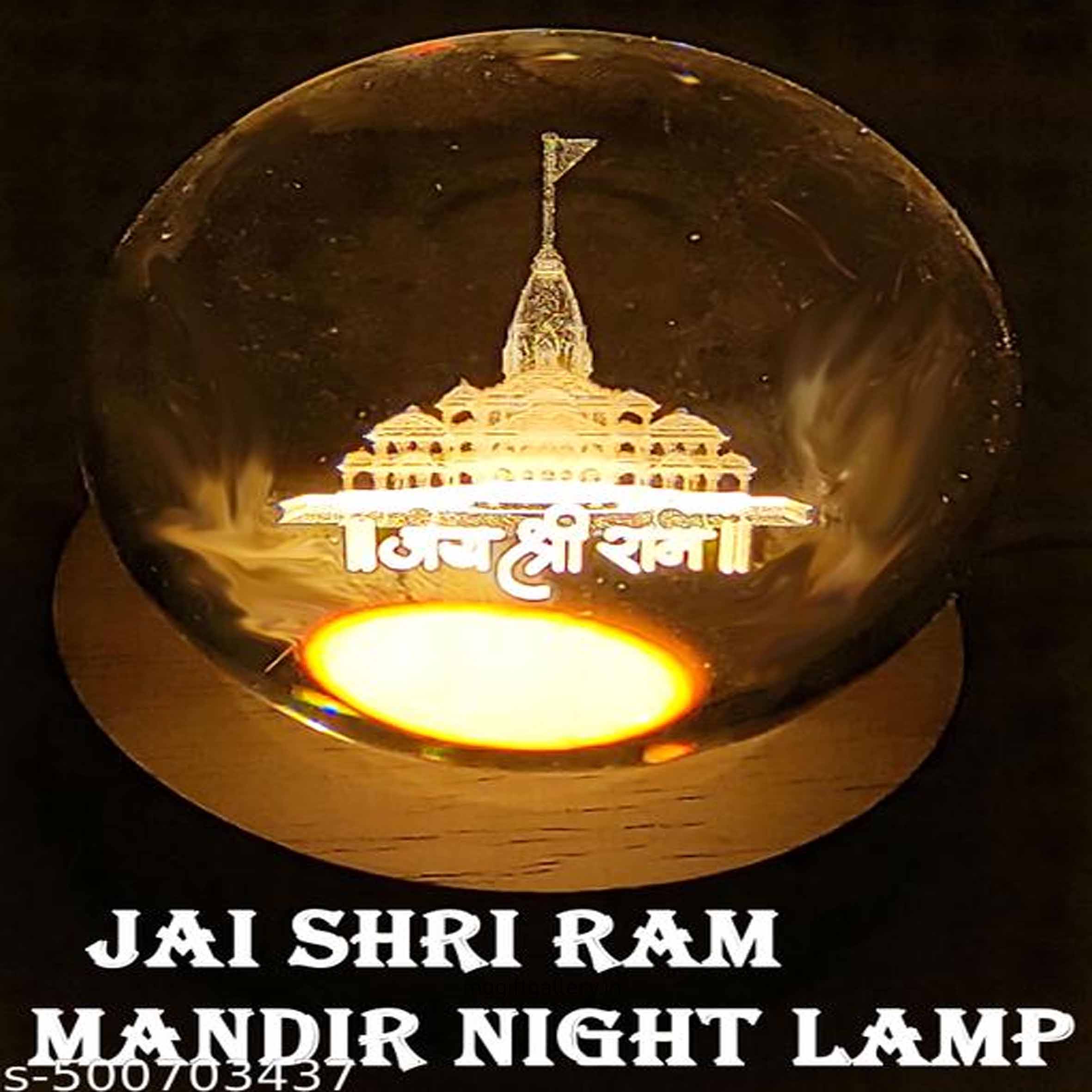 3D Ram Mandir Showpiece with Light| USB |Crystal Bal