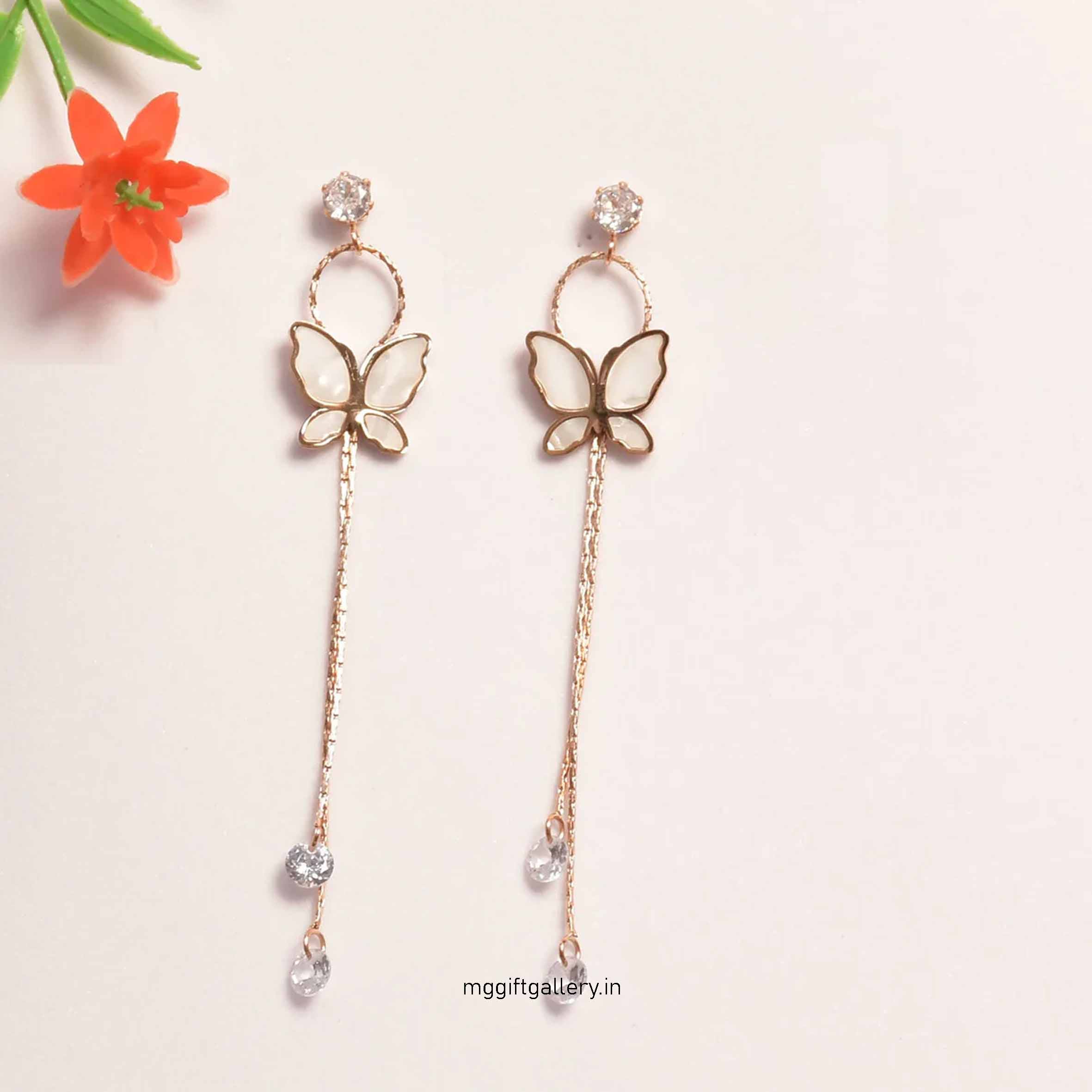 Butterfly Chain Drop Dangler Earring