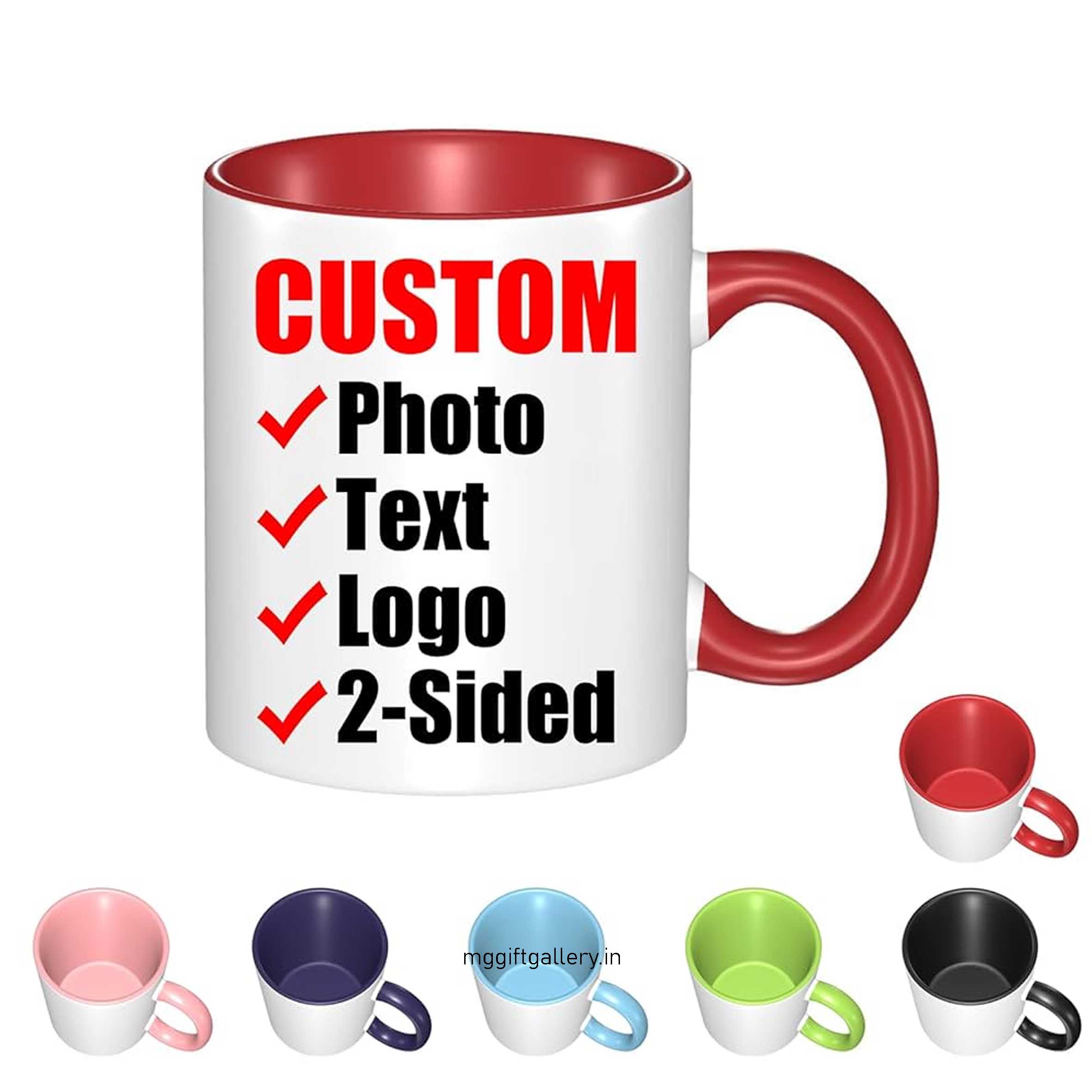Custom Mugs with Pictures Design Your Own Personalized Coffee Mug with Photo Text Logo Customized Cups Gifts for Men Women Birthday Anniversary Christmas 11oz, Red