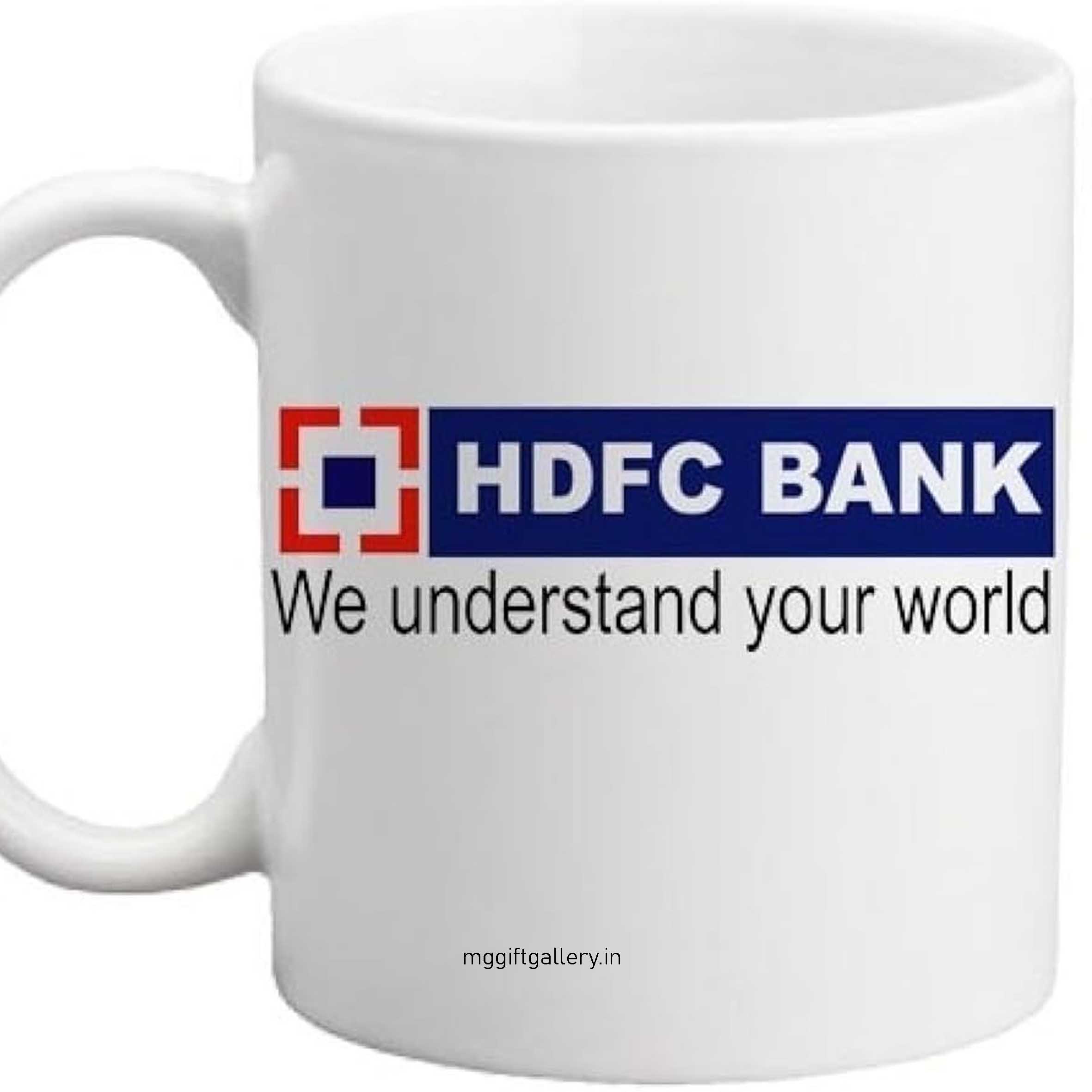 ForYouu Specially Designed HDFC Bank Glossy White Printed Ceramic Coffee Tea Mug 350 ml Bank Mug (HDFC Bank)