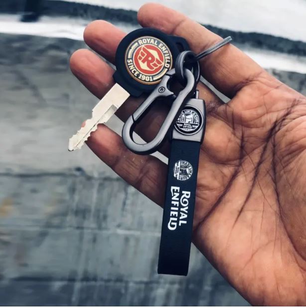 Royal Enfield Leather Keychain With Hanging Hook