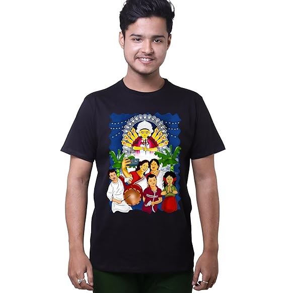 दुर्गा पूजा टी-शर्ट - उत्सव कलाकृति के साथ दिव्य मनाएं | नवरात्रि और दुर्गा पूजा के लिए बिल्कुल सही | महिलाओं और पुरुषों के लिए आरामदायक ...