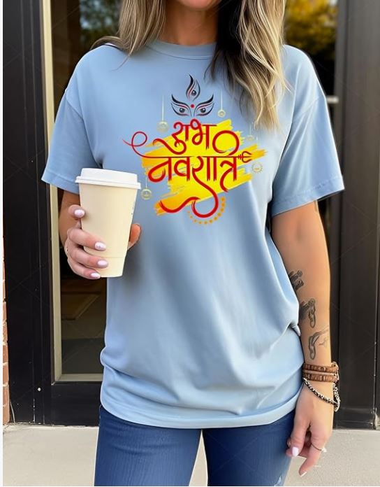 Durga Puja T-Shirt – Celebrate The Divine with Festive Artwork | Perfect for Navratri and Durga Puja | Comfortable Tee for Women & Men”