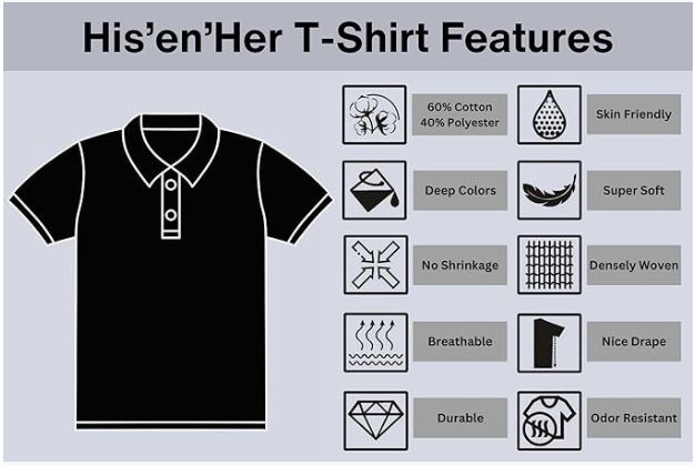 His'en'Her Personalized Collar T-Shirt with Company Name, Logo, Photo, Symbol, Text Printed. Customized Polo/Collar Half-Sleeve T-Shirt for Men, Women, Office Staff, Employees