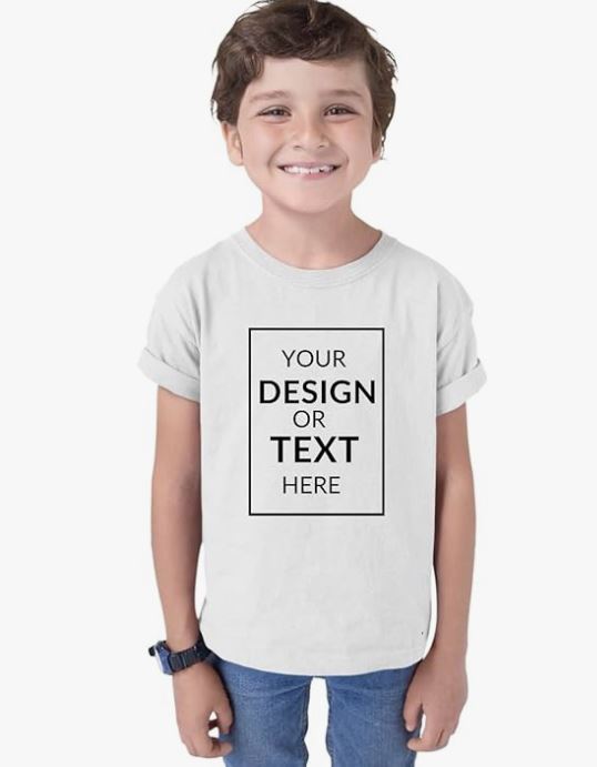 His'en'Her Personalized Tshirt for Kids with Photo Print, Text Print. 100% Cotton Customized Tshirt for Kids, Girls & Boys. Customized Gifts for Boys and Girls