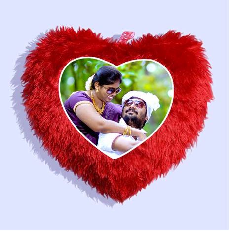 Personalized Valentines day Photo Pillow | Red Heart