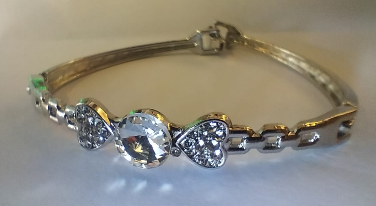 Graduated Multi Heart Crystal Jewel Bar Bracelet Made With Swarovski Crystals