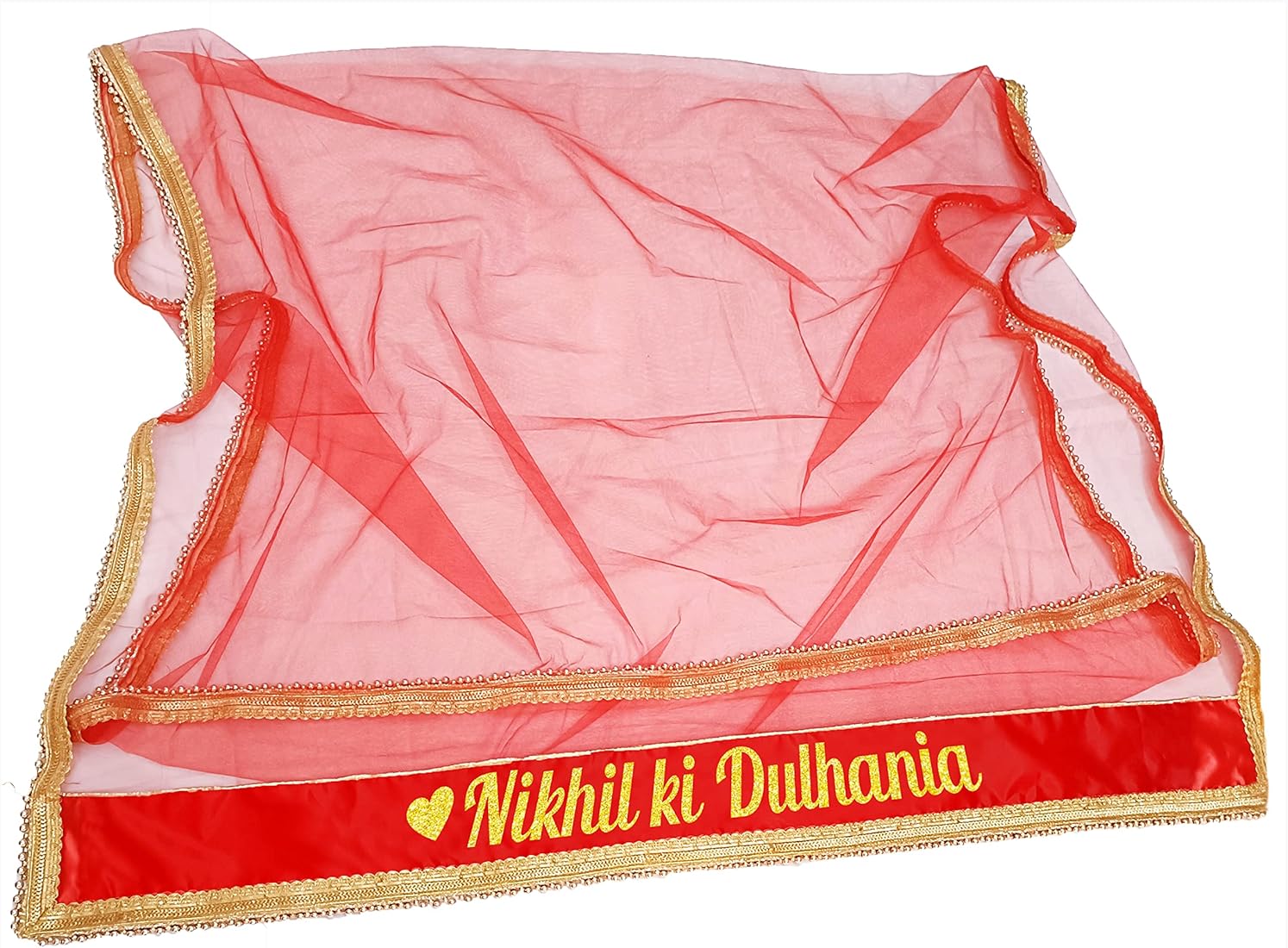 Glitter Gold Personalized 'Dulhania' Bridal Entry Dupatta
