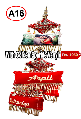 Premium Photo & Stacked Name Bridal Latkan with Gold Fringe