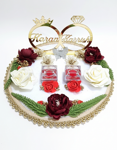 Personalized "Karan & Karrish" Engagement Ring Platter - Crown & Diamond Rings