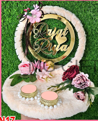 Luxurious Fur-Trimmed Ring Ceremony Tray with Custom Names