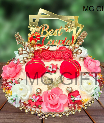 Luxury Red and Gold Round Ring Ceremony Plate with Mirror Topper