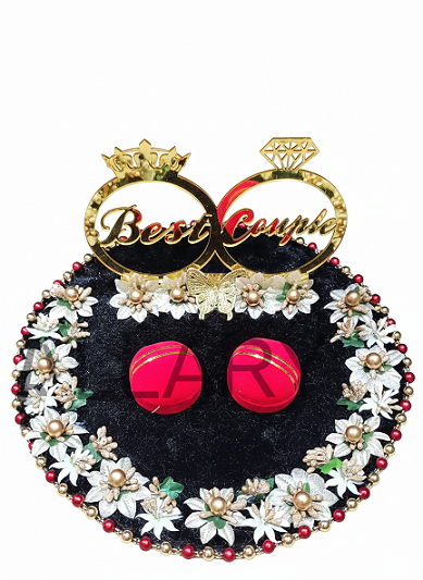 Elegant Black & Gold "Best Couple" Ring Ceremony Platter