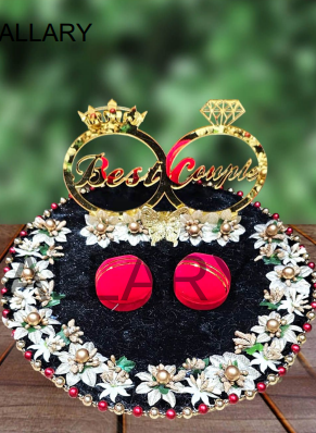 Elegant Black & Gold "Best Couple" Ring Ceremony Platter