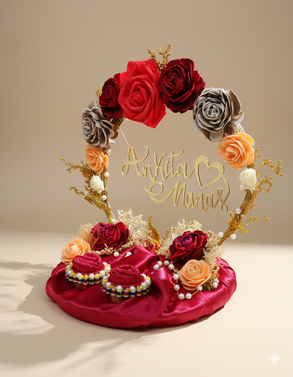 Personalized Floral Arch Engagement Ring Platter (Ankita & Manas)