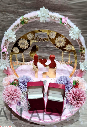 Personalized Pink Love Arch Proposal Ring Basket (Naseem & Mahvish