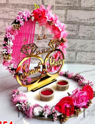 Personalized Modern Rose Frame Ring Platter