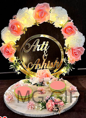 Premium "Best Couple" Ring Platter with Vibrant Floral & Gold Decor