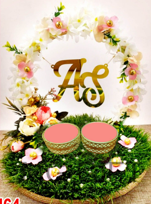 Luxury Golden Frame & Floral Ring Ceremony Platter