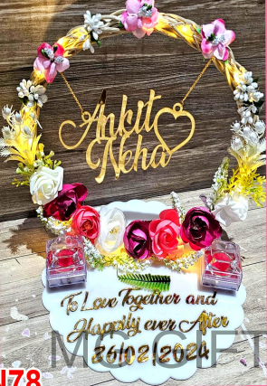 Bohemian Style Wooden Base Ring Tray with Twin Floral Hoops