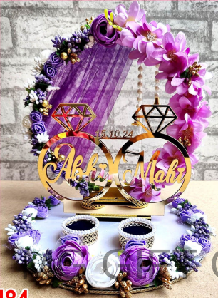 Luxury Custom Name Ring Ceremony Tray - Royal Blue & Gold Edition