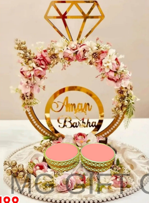 Luxury Pink and Gold Rose Engagement Tray with Diamond Topper