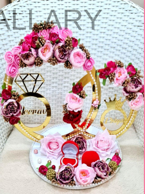 Luxury Floral & Gold Custom Name Ring Ceremony Tray