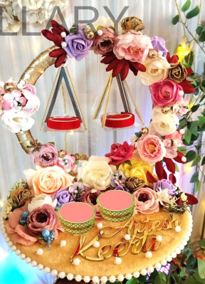 Personalized Golden Heart Engagement Ring Platter