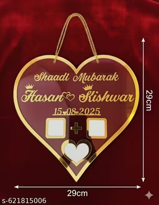 Luxury Gold Mirror Heart Wedding Gift with Dual Photo Slots