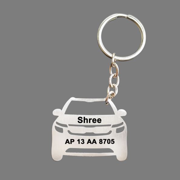 Custom Vehicle Outline Keyring with Name & Registration Number