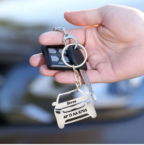 Custom Vehicle Outline Keyring with Name & Registration Number