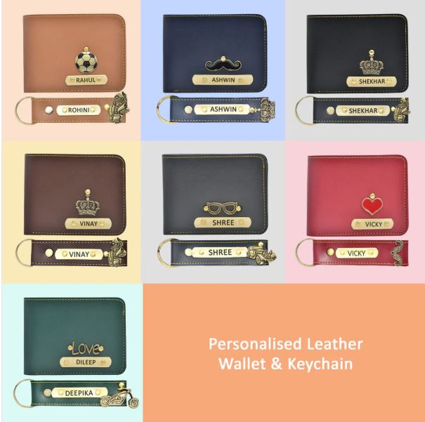 Personalized Name Printed Wallet & Keychain Combo – Perfect Gift for Men, Husband, Father, or Brother