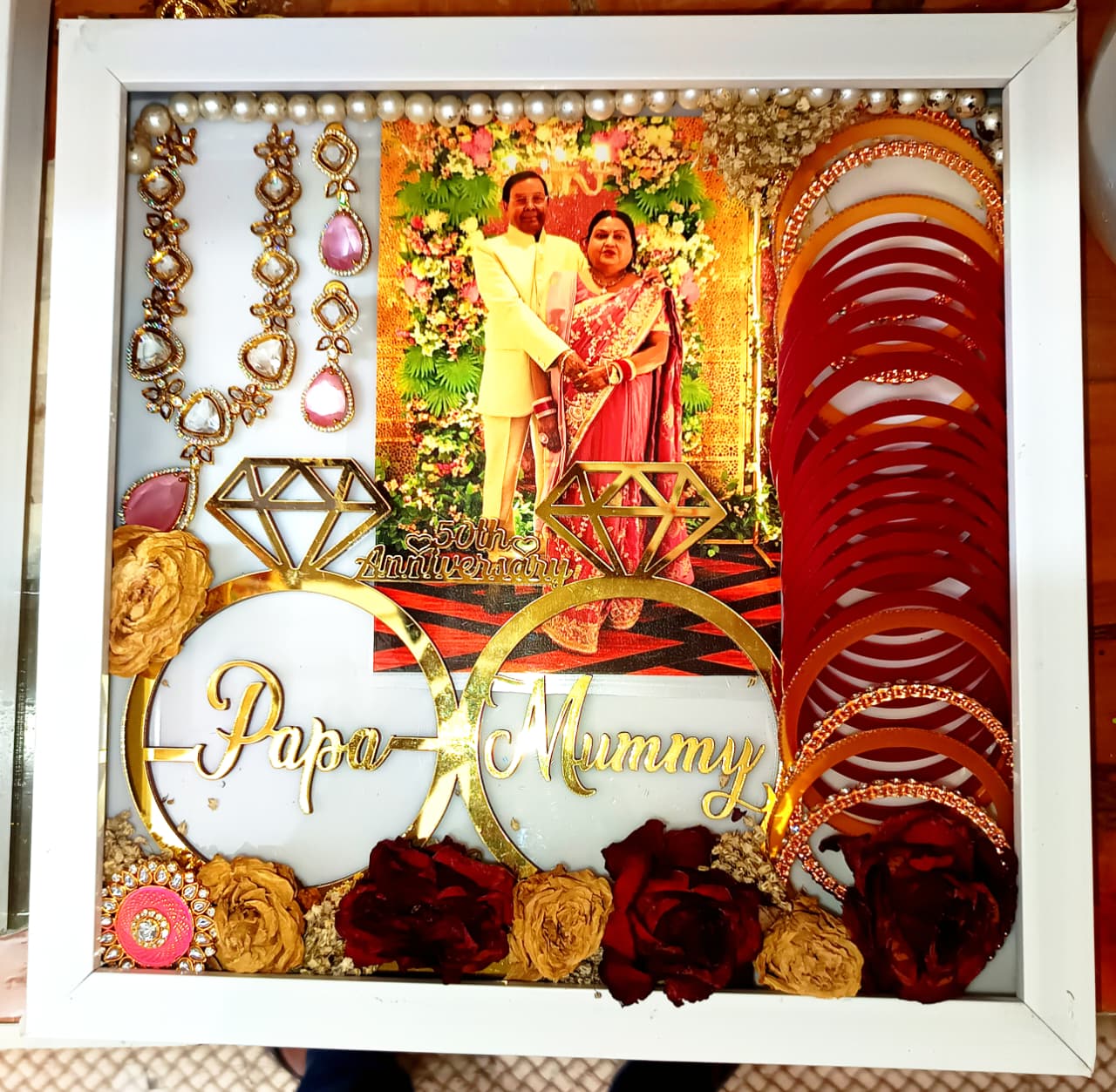 Varmala/Garland/Kaleera preservation in Customised Photo Frame