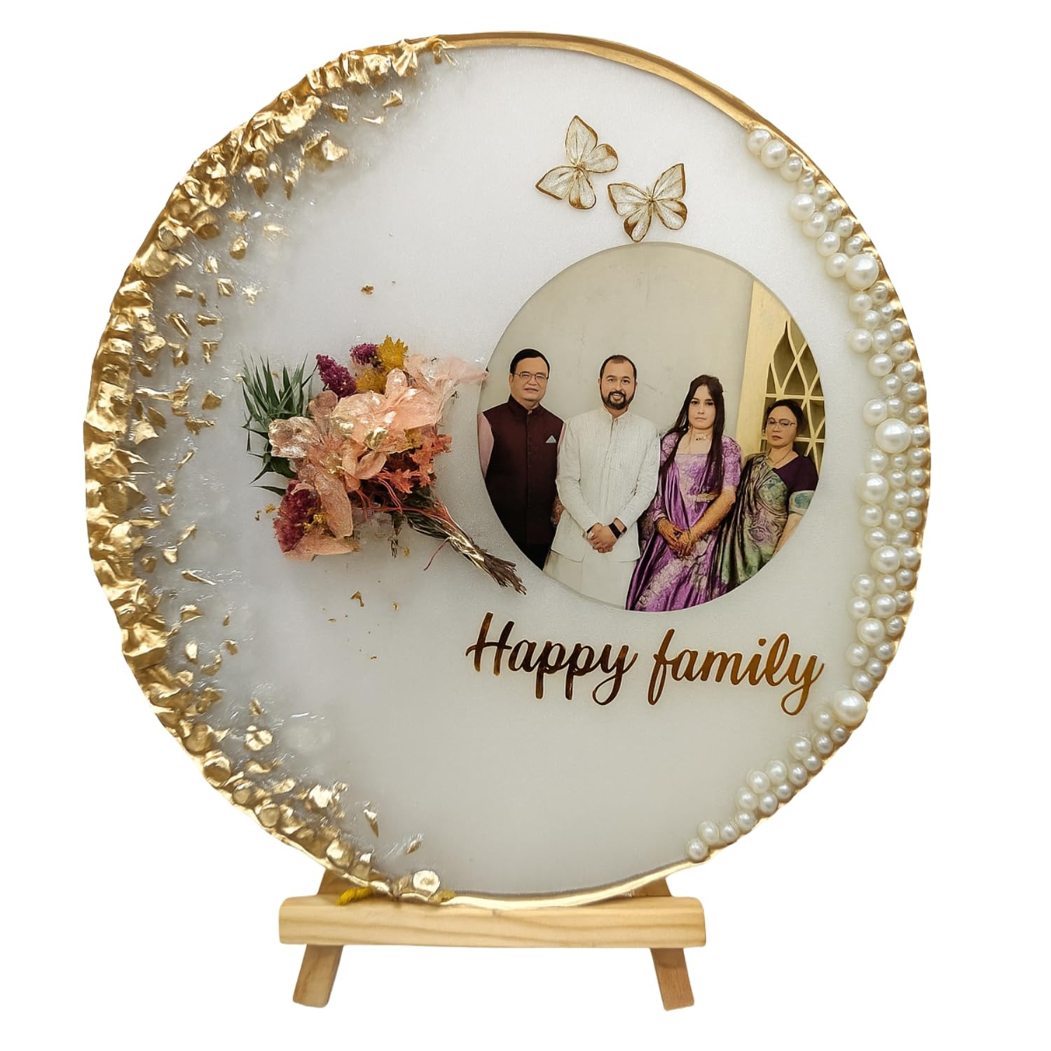 Customizable Resin Photo Frame with Name & Date | Personalized Handmade Resin Art Gift for Couples | Dried Flower Memory Keepsake for Any Occasion