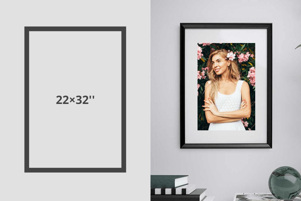 22x32 Black Picture Frame for Wall Art & Posters | Solid Wood | UV Resistant Acrylic
