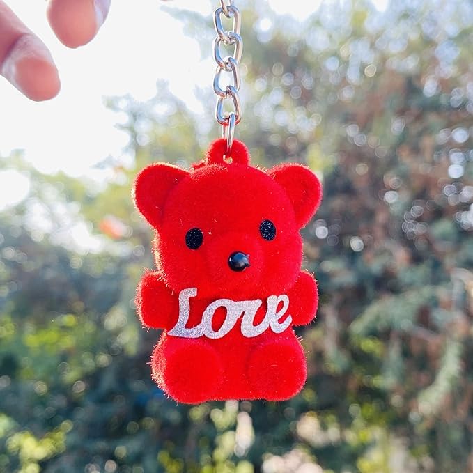 Stylish Teddy Bear Keychain Keyring (Red) (PACK OF 1)