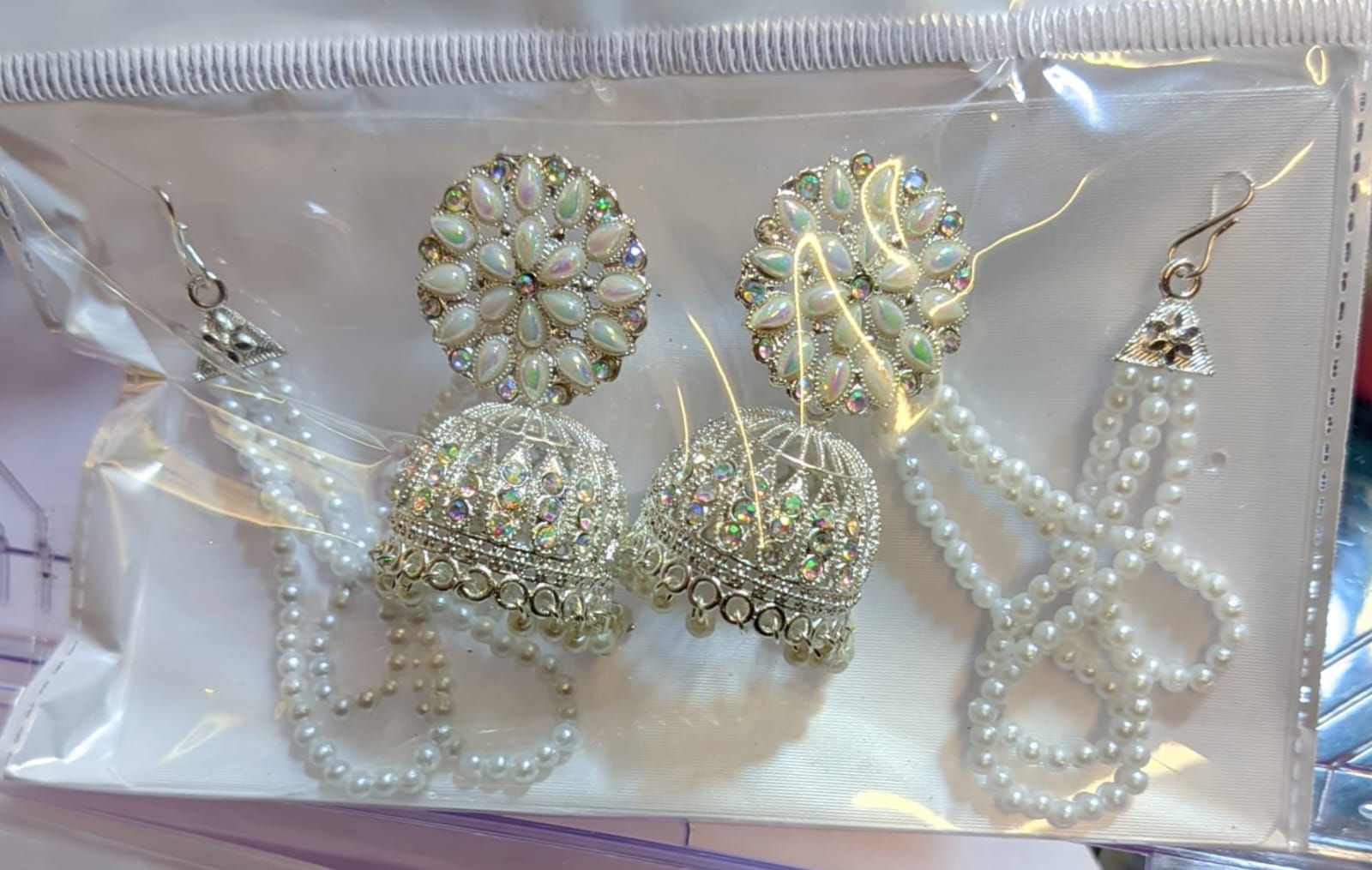 German silver plated Heritage oxidised Bahubali jhumaka earrings,Antique Design jhumaka with chain earrings for women