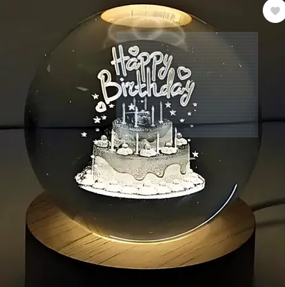 CelebraSphere: Premium Birthday Cake LED Crystal Night Lamp