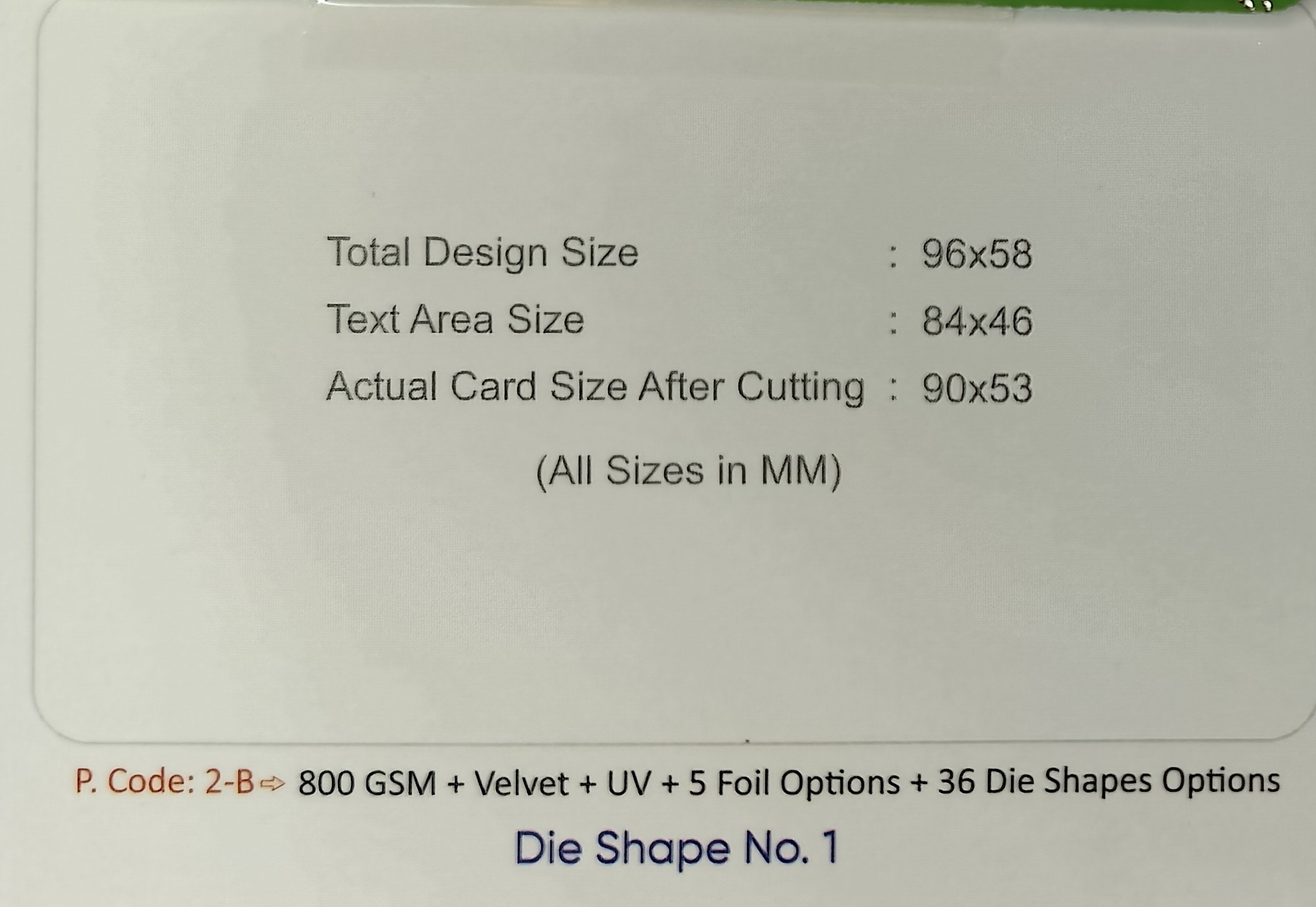 Green Natural Premium 800 GSM Velvet Visiting Card with Silver Foil