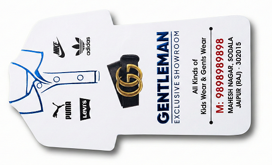 Premium 800 GSM "GENTLEMAN" Shirt-Shaped Die-Cut Visiting Card - 500pcs