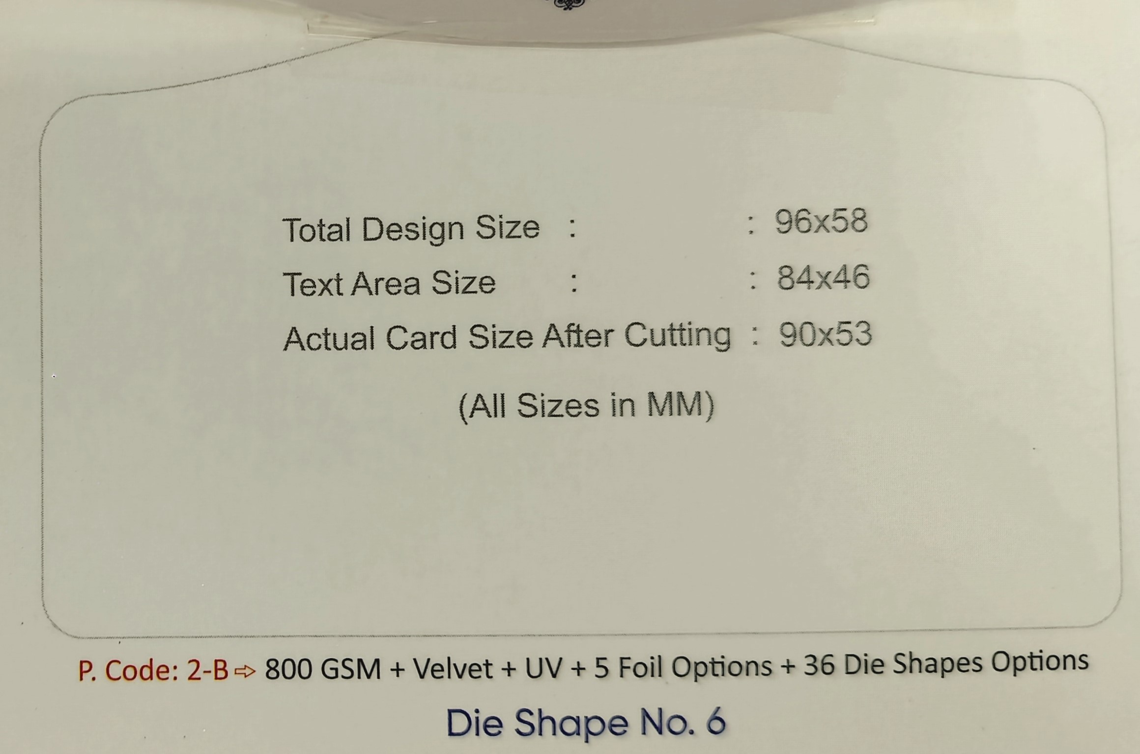 Premium 800 GSM "Elegance Luxury Boutique" Arch Die-Cut Visiting Card - 500pcs