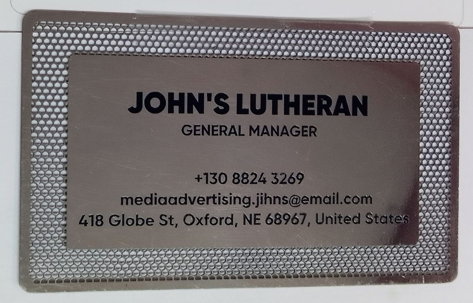 Nickel Colored Metal Visiting Card - (Print With 1 color) - 50pcs