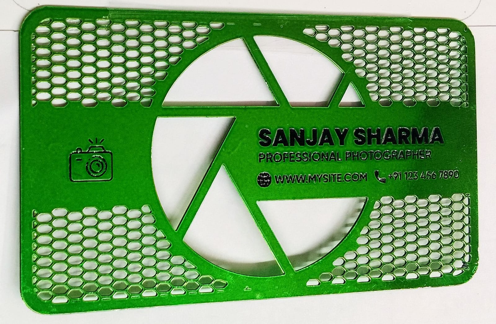 Green Colored Metal Visiting Card - (Print With 1 color) - 50pcs