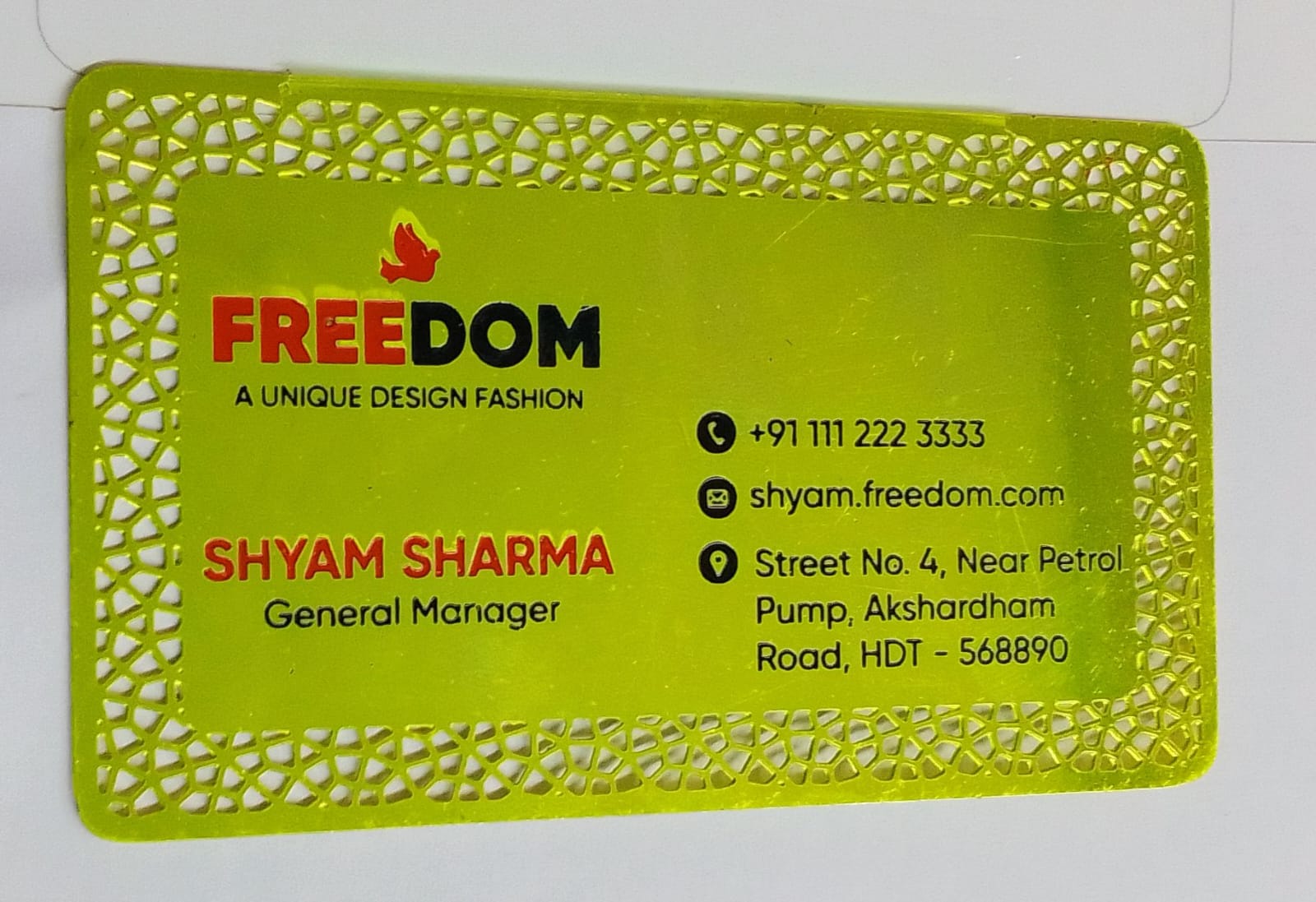 Fluorescent Colored Metal Visiting Card - (Print With 1 color) - 50pcs