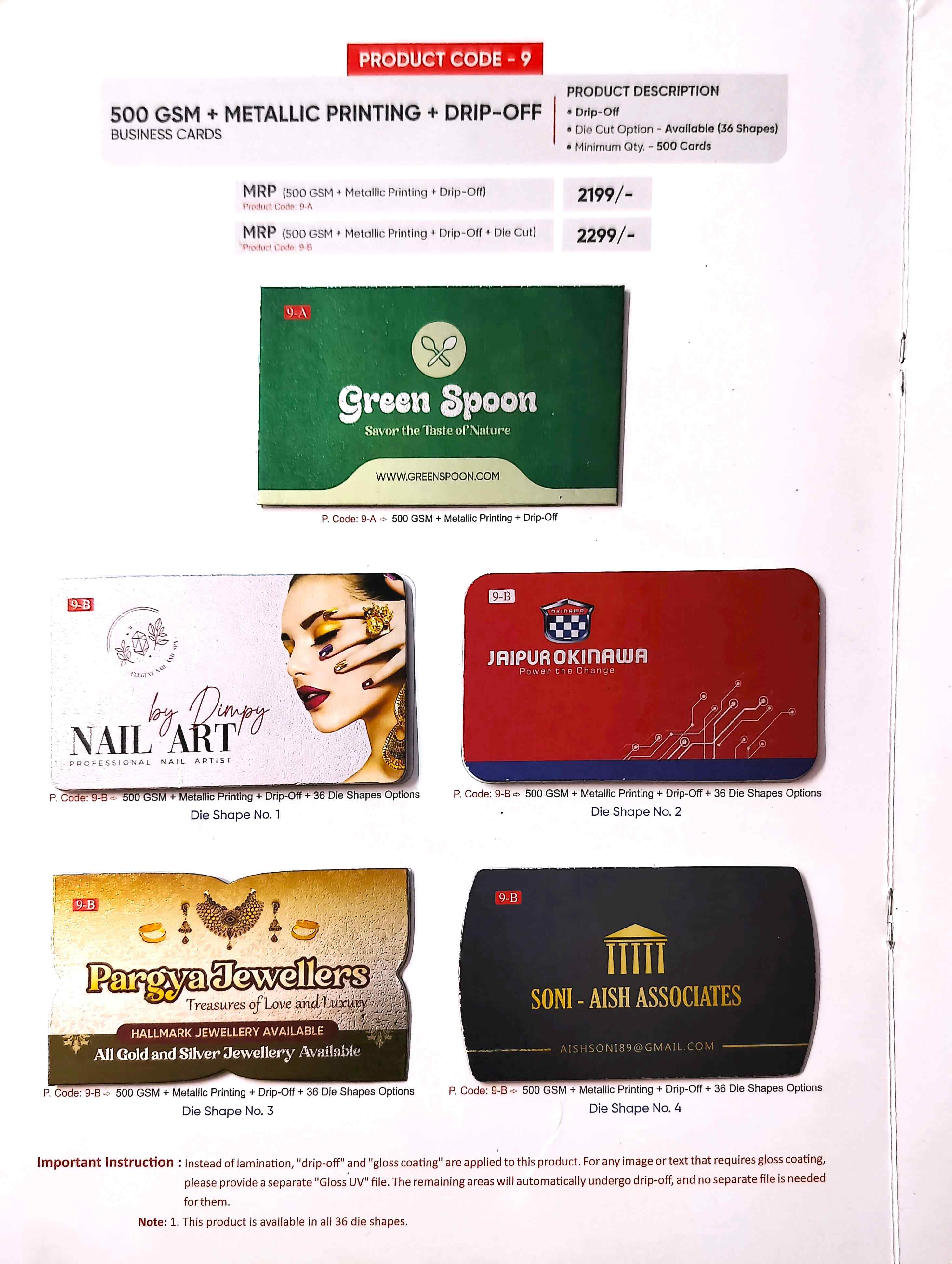 500 GSM + Metallic Printing + Drip-Off Business Cards (Min-500qty)