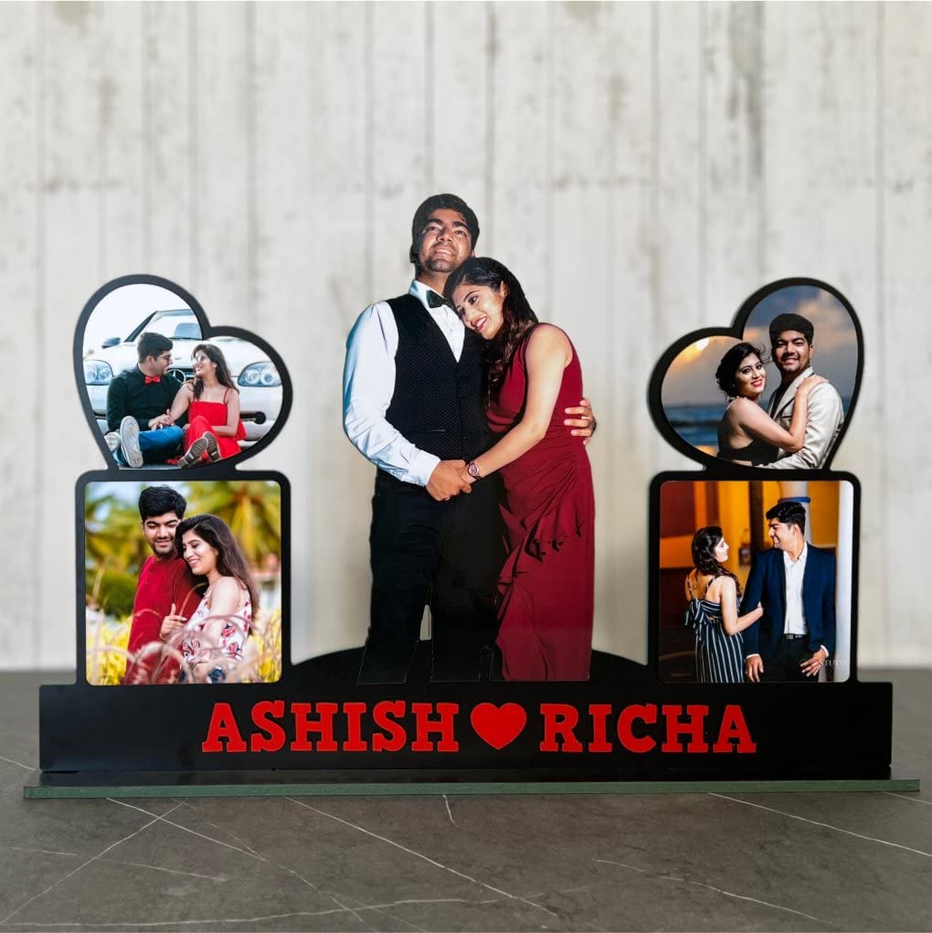 BONDING GIFTS Photo Standy with 5 Photos Personalized Gift MDF Cutout Photo Customized Gift with Your Photos (18 x 12 inch)