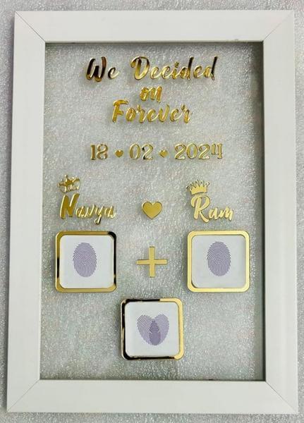 Wooden Couple Thumb Impression Gift Wedding Thumb Print | Couple Gift | Personalized Text | Wooden Frame | Anniversary